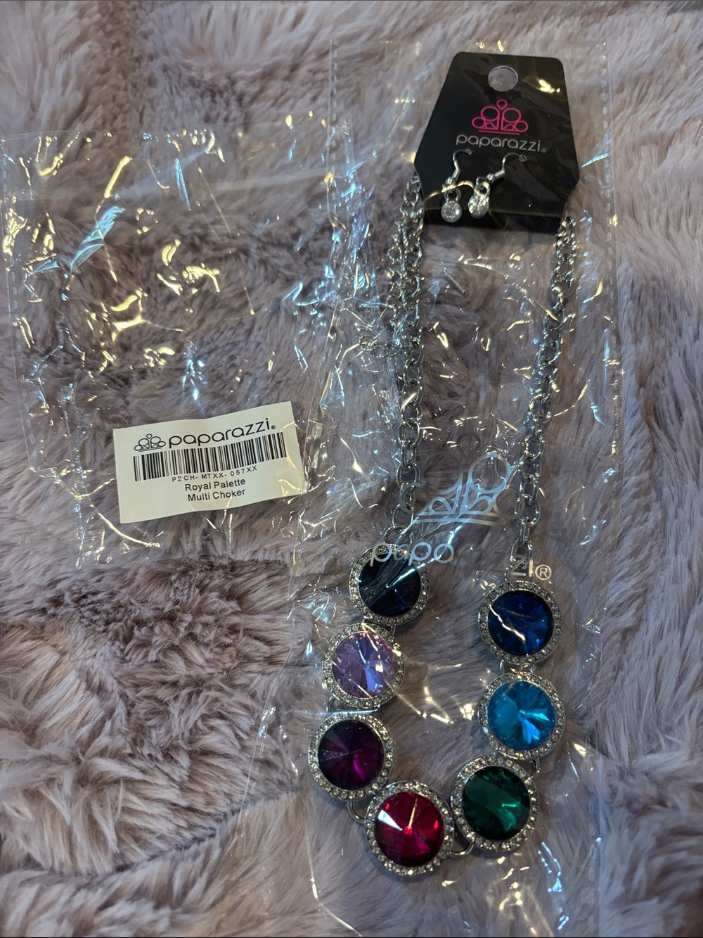paparazzi Blue Green Purple Multicolor Crystal Necklace
